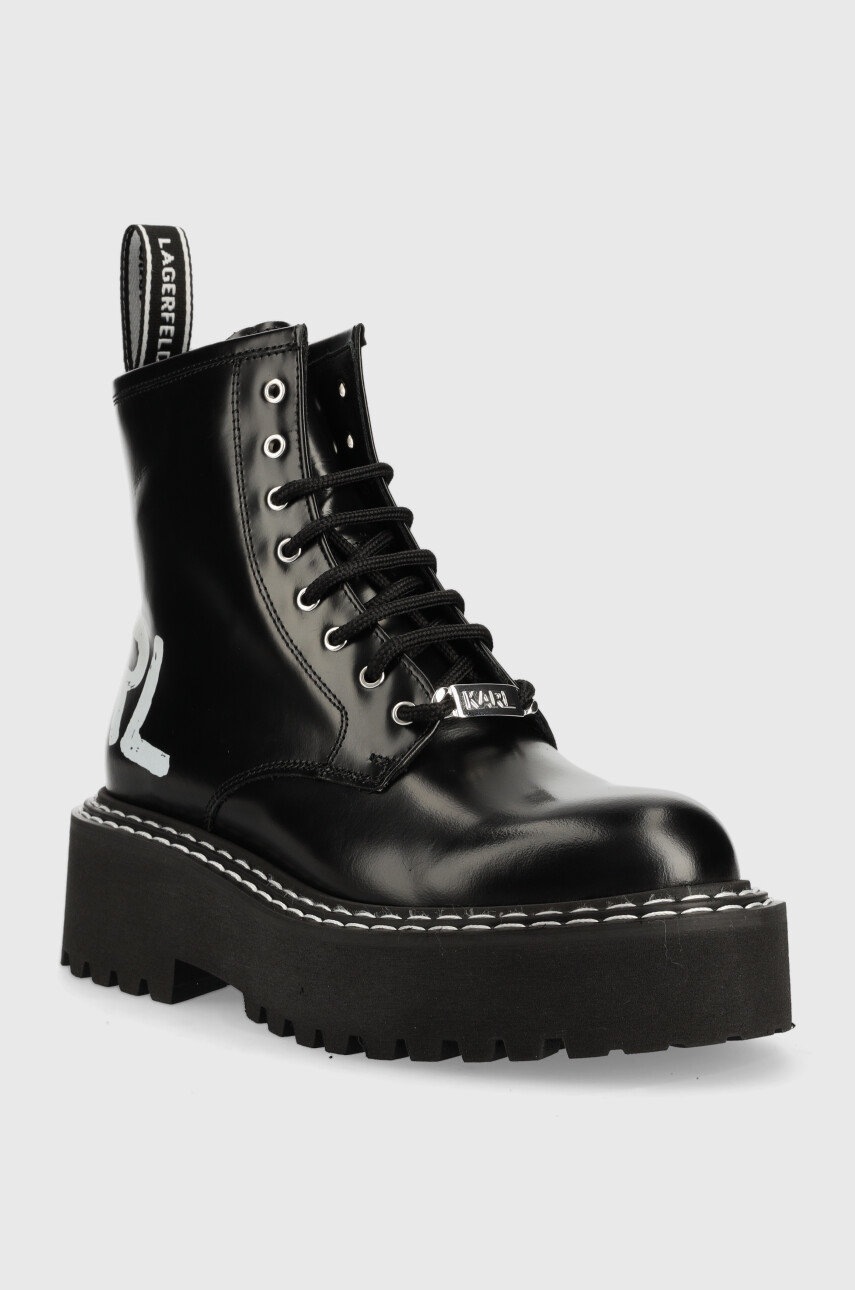 

Кожаные полусапоги Karl Lagerfeld Patrol Ii женские цвет чёрный на платформе