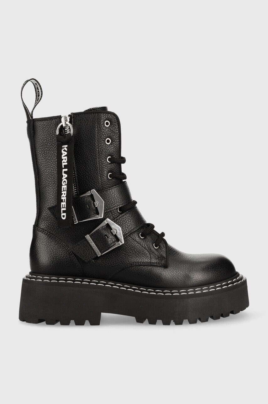 

Кожени кубинки Karl Lagerfeld Patrol Ii в черно с платформа, Черен