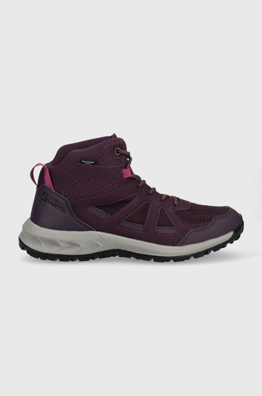 Jack Wolfskin Pantofi Woodland 2 Texapore Mid Femei, Culoarea Violet