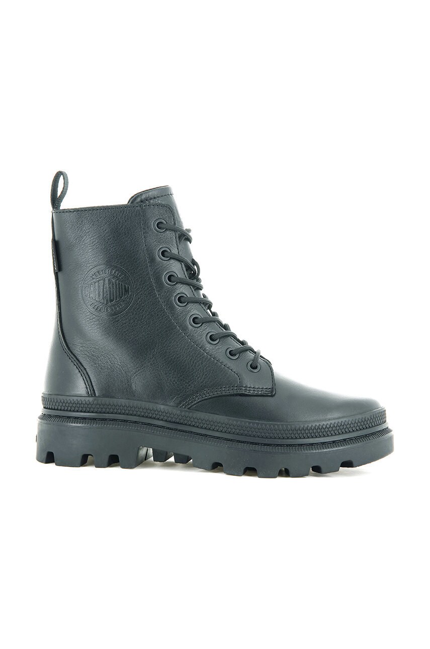 Palladium bocanci de piele pallatrooper off lth femei, culoarea negru, cu toc plat