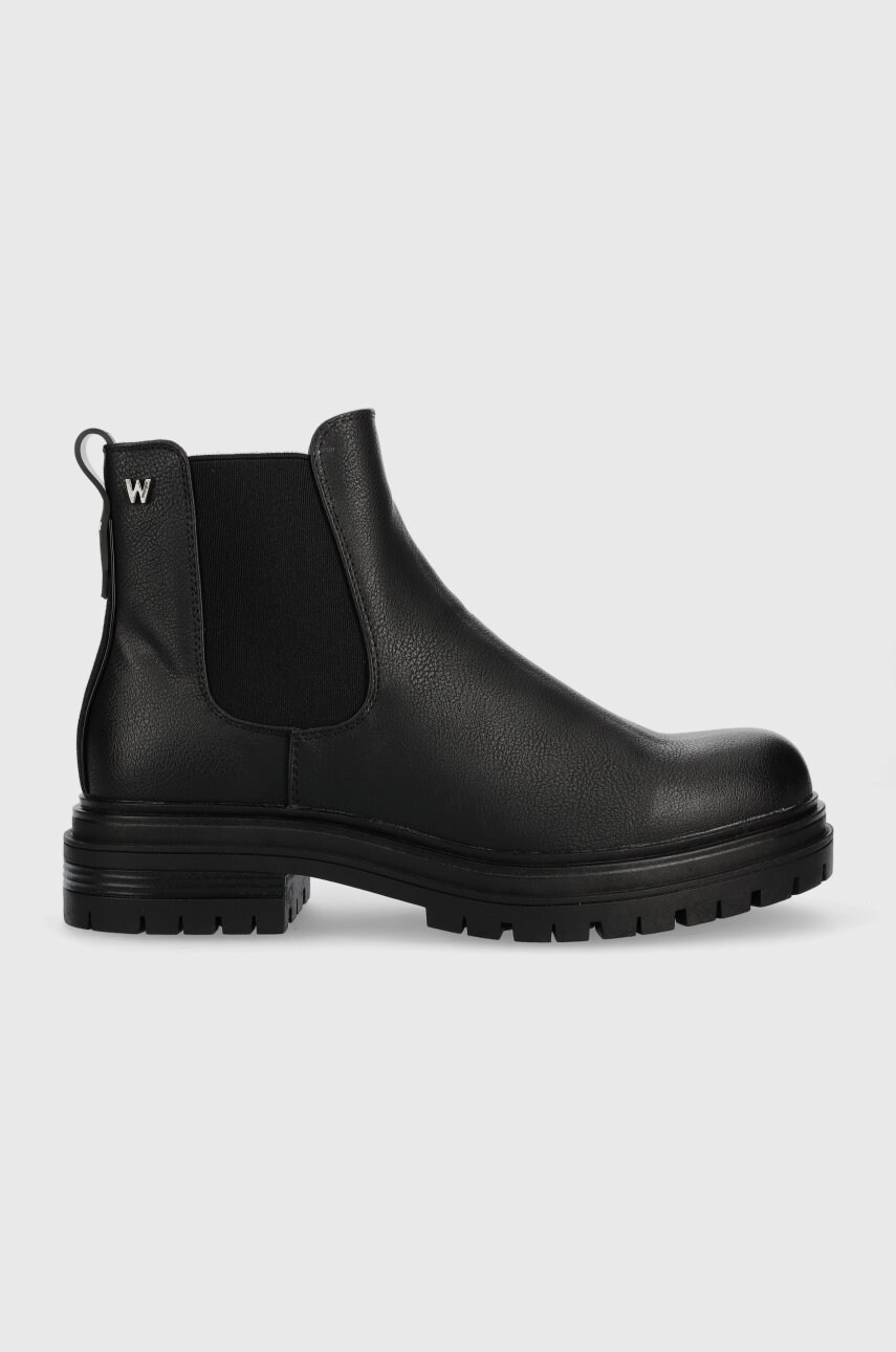 Wrangler cizme courtney chelsea femei, culoarea negru, cu toc plat