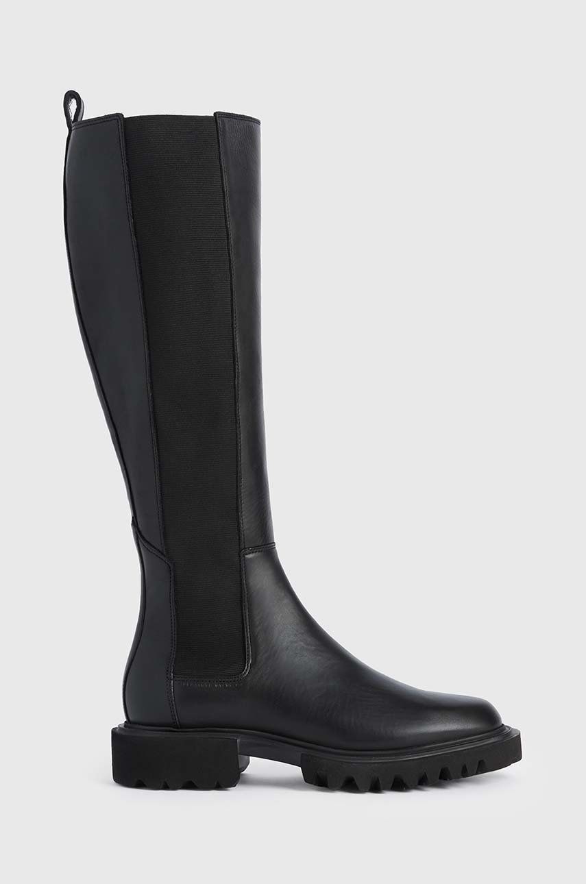 AllSaints ghete de piele Maeve femei, culoarea negru, cu pla