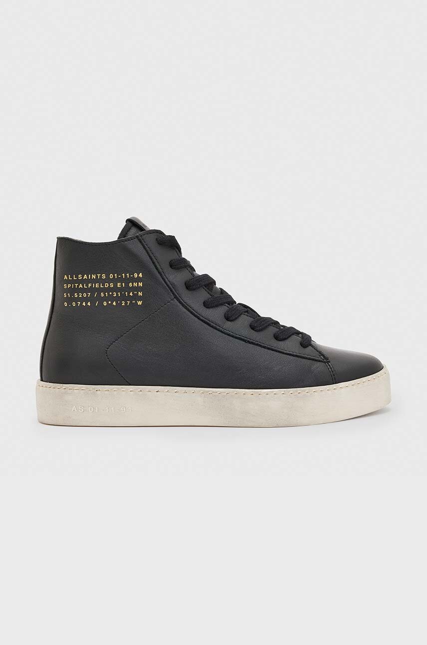 Allsaints Tenisi De Piele Tana High Top Femei, Culoarea Negru