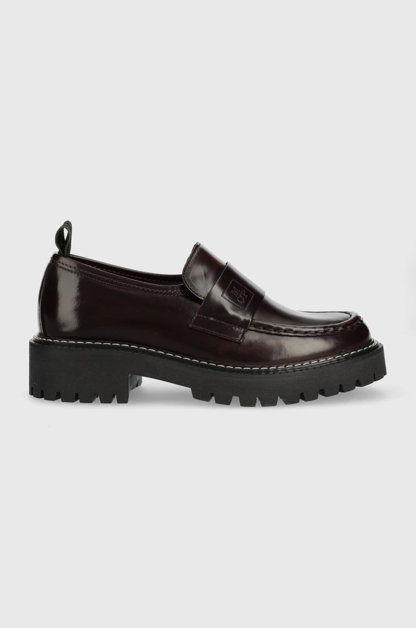 Marc o'polo mocasini de piele femei, culoarea bordo, cu platforma