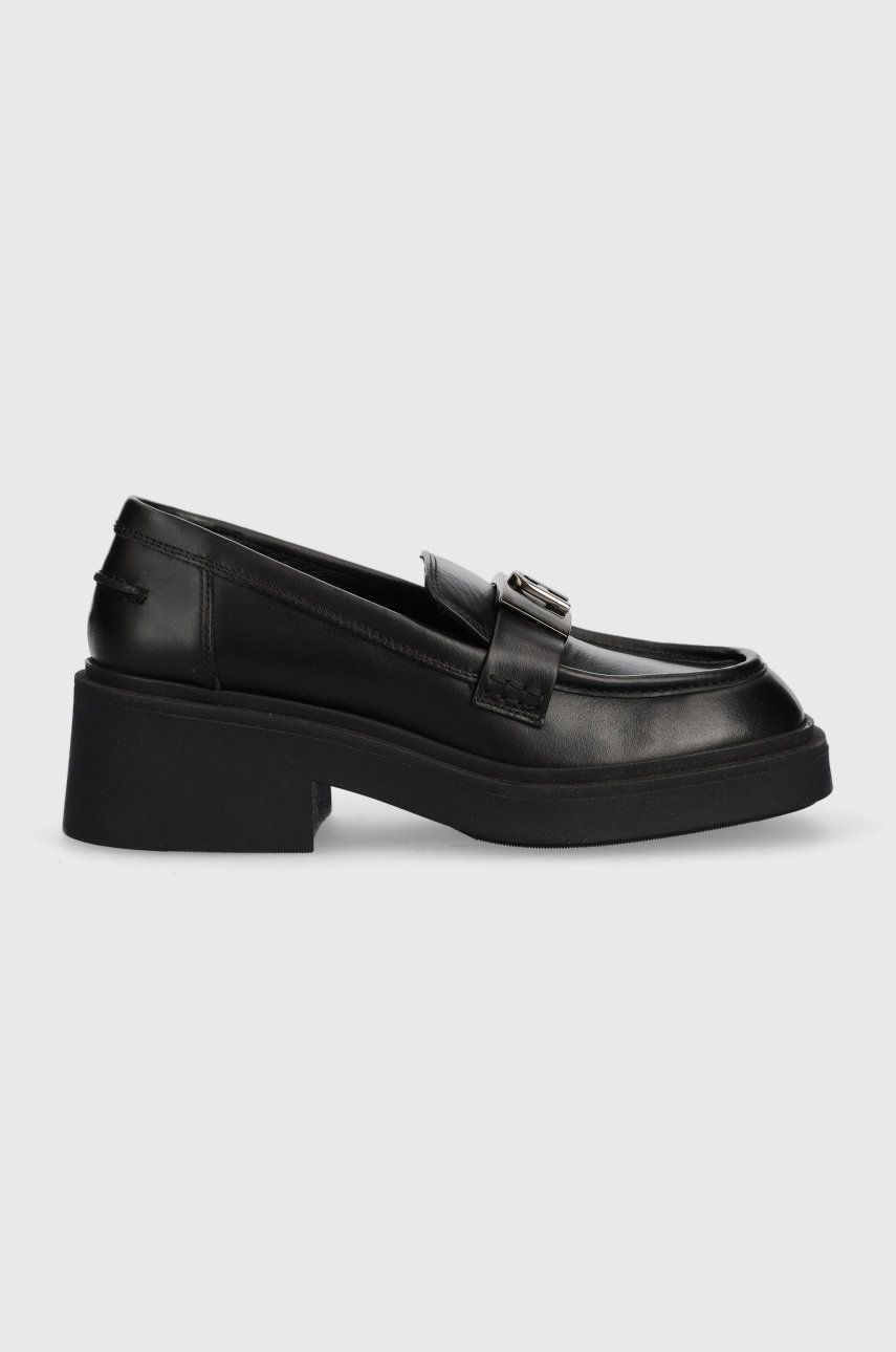 Furla Mocasini De Piele College Femei, Culoarea Negru, Cu Platforma