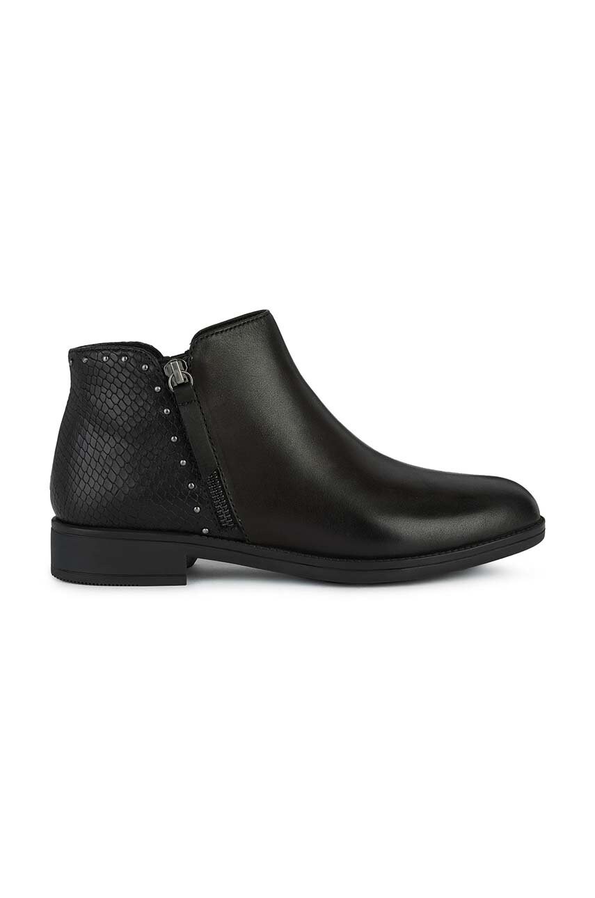 Geox cizme de piele jaylon femei, culoarea negru, cu toc plat