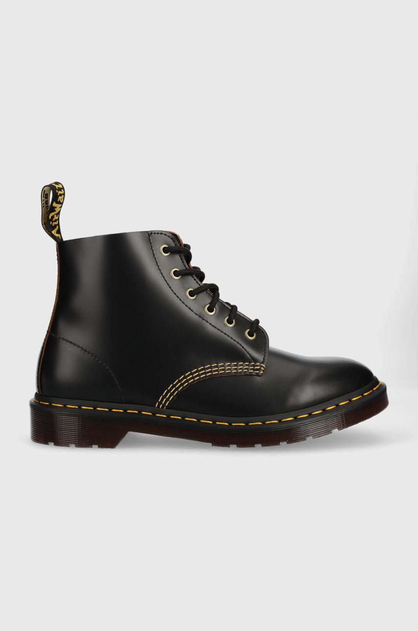 Dr. Martens cizme de piele 101 Arc femei, culoarea negru, cu toc plat