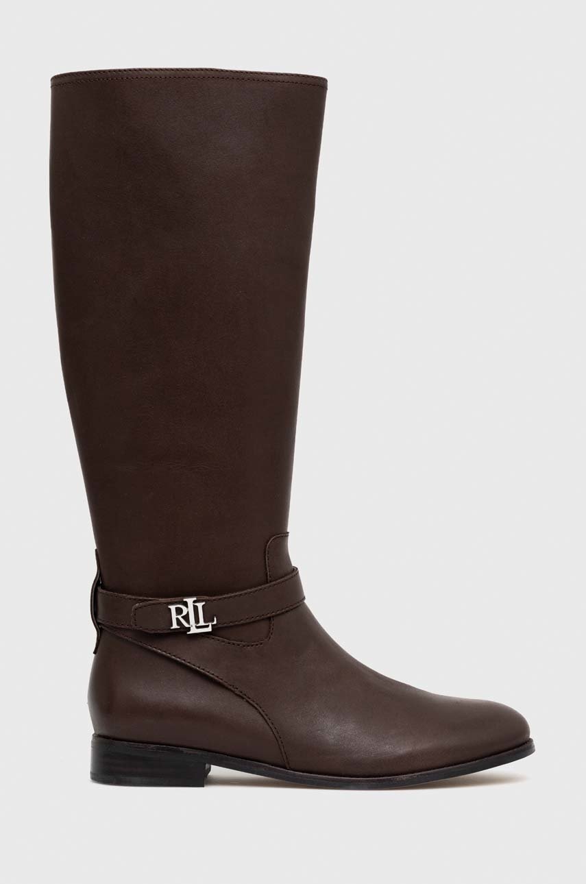

Шкіряні чоботи Lauren Ralph Lauren жіночі колір коричневий на плоскому ходу