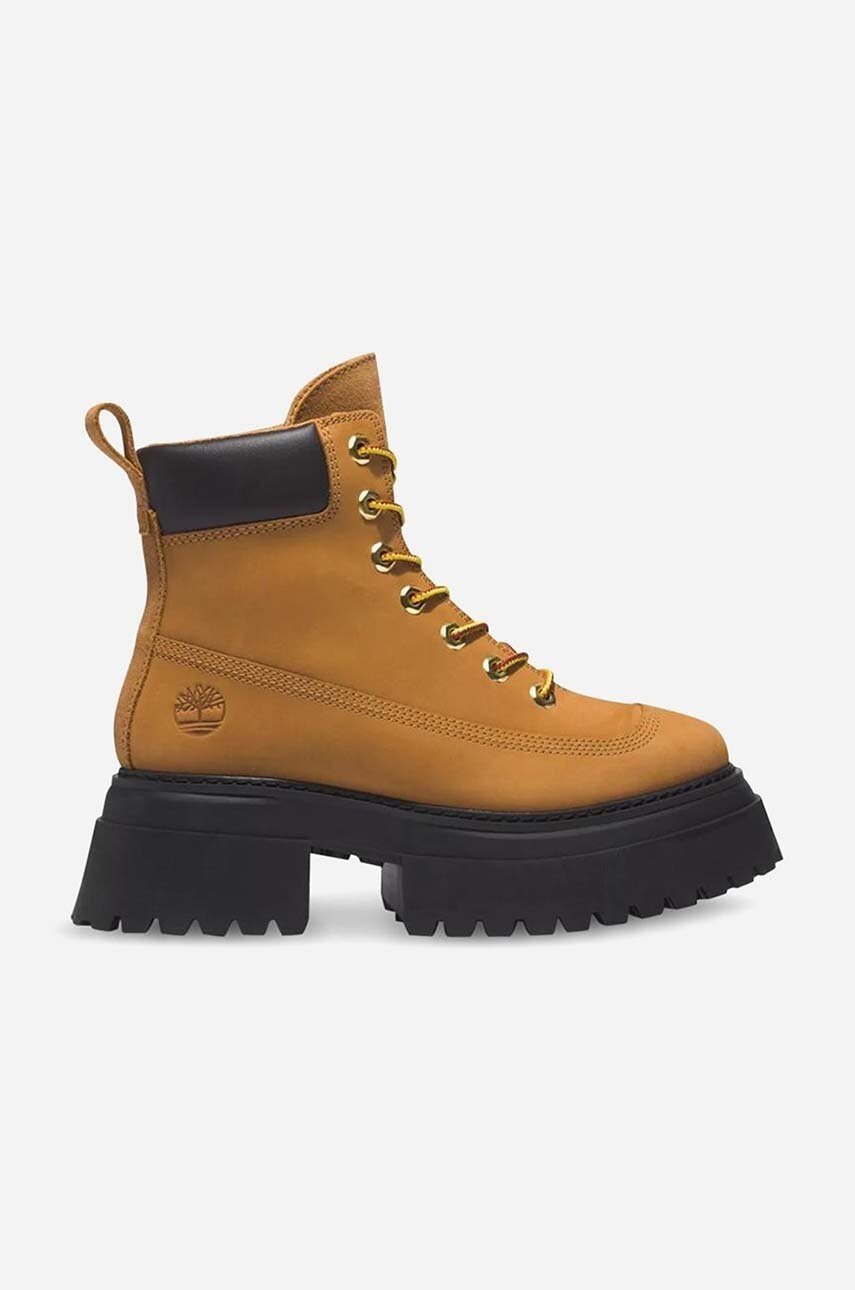 Levně Semišové boty Timberland Sky 6 IN Laceup dámské, hnědá barva, na platformě, lehce zateplené, A2KMU-BROWN