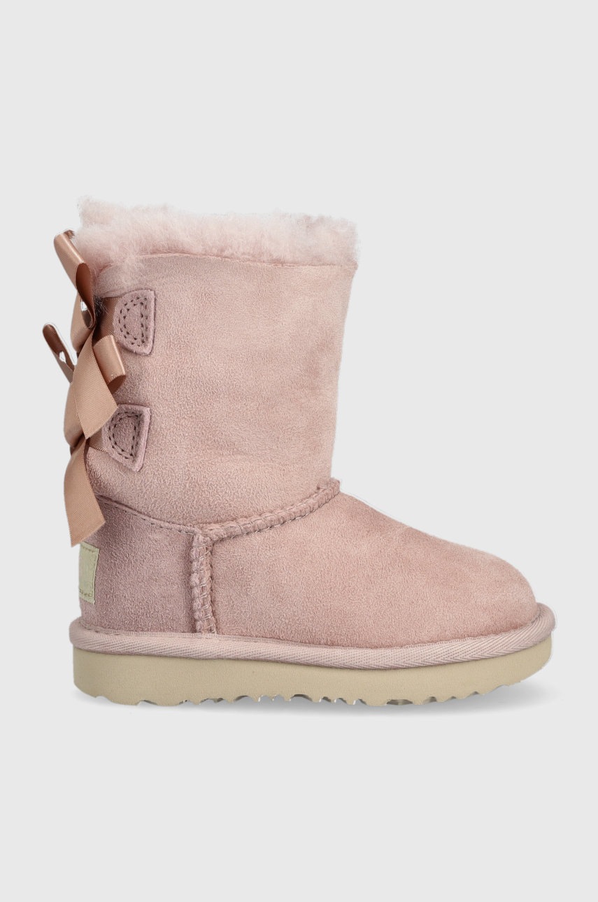

Детские замшевые сапоги UGG Bailey Bow Ii цвет розовый