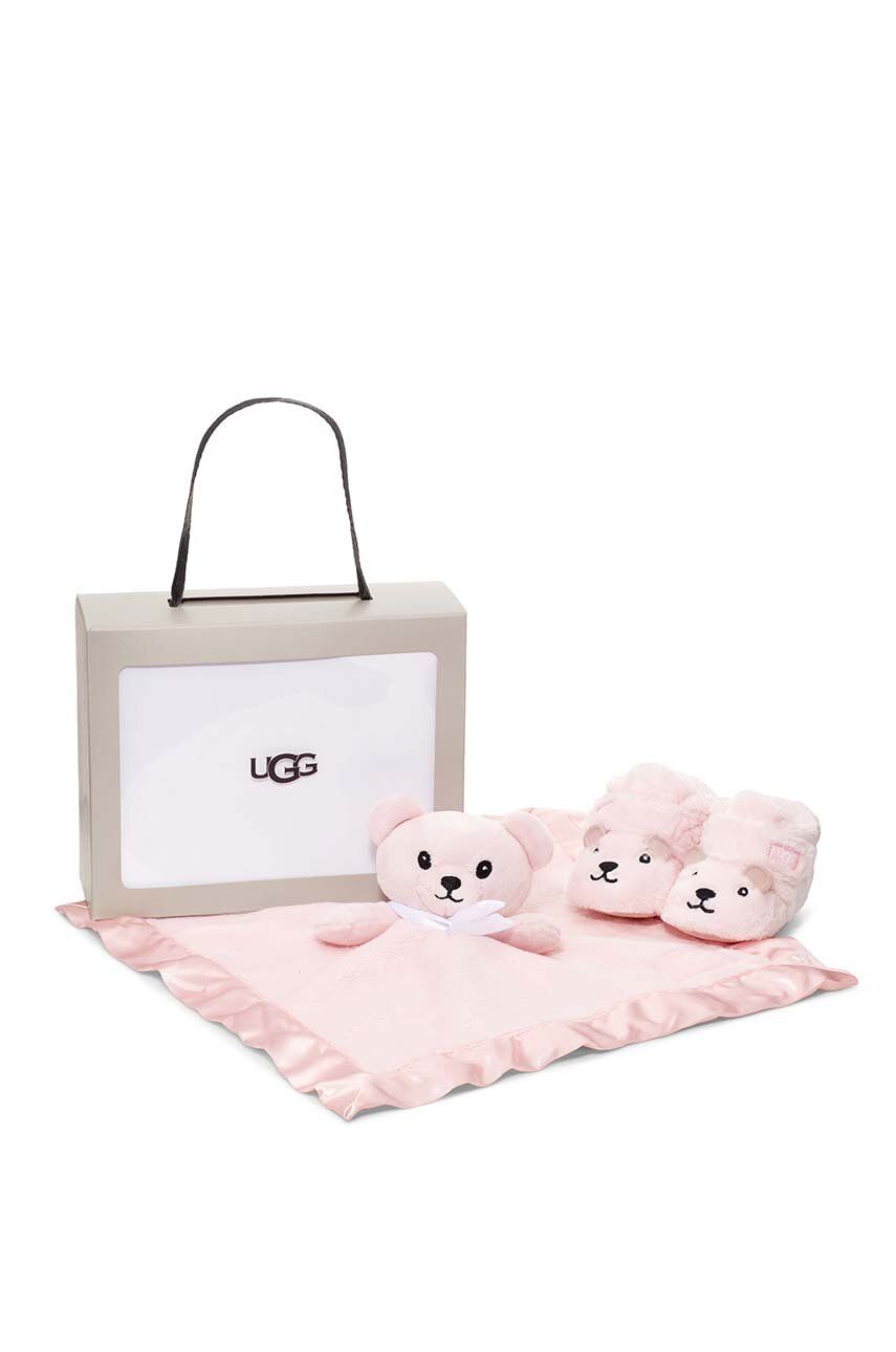 UGG pantofi pentru bebelusi Bixbee And Lovey Bear Stuffie culoarea roz
