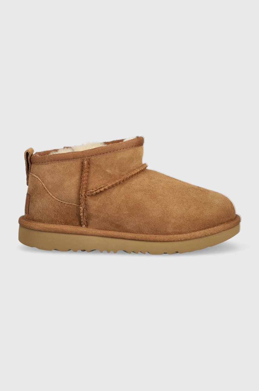 Dětské semišové sněhule UGG Classic Ultra Mini hnědá barva - hnědá -  Svršek: Semišová kůže