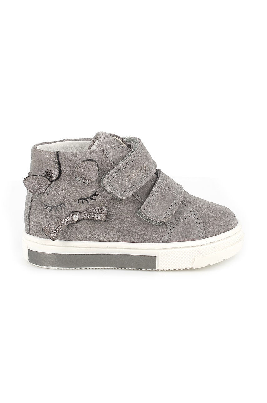 Primigi sneakers de piele întoarsă pentru copii culoarea gri