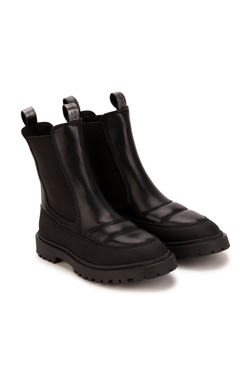 Boss cizme chelsea din piele pentru copii culoarea negru,
