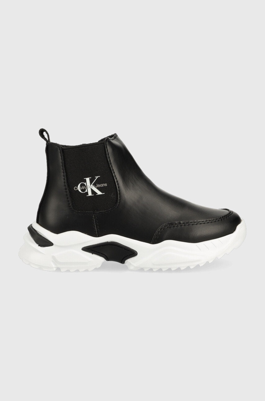 

Детски челси боти Calvin Klein Jeans в черно, Черен