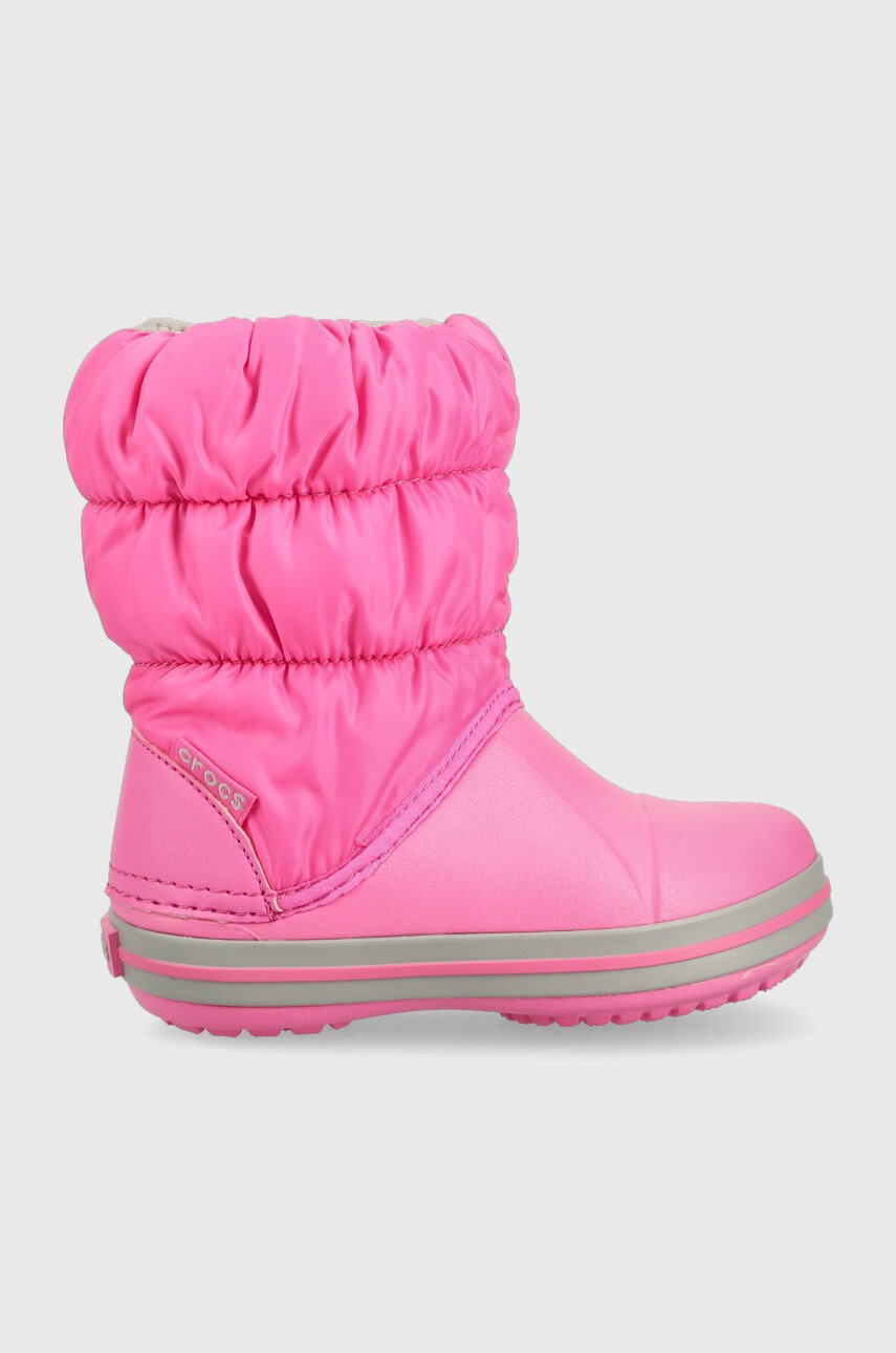 Dětské sněhule Crocs Winter Puff Boot růžová barva