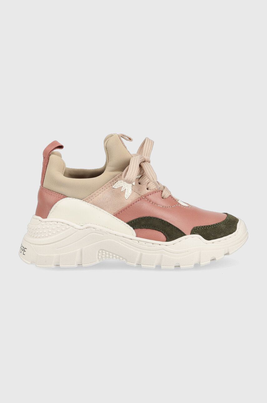 Dětské sneakers boty Patrizia Pepe růžová barva - růžová -  Svršek: Textilní materiál