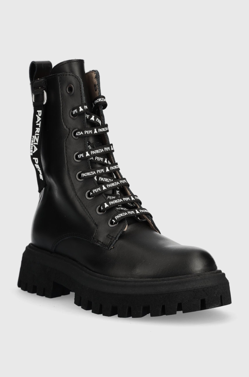 Детские кожаные полусапожки Patrizia Pepe цвет чёрный Детские кожаные полусапожки Patrizia Pepe цвет чёрный