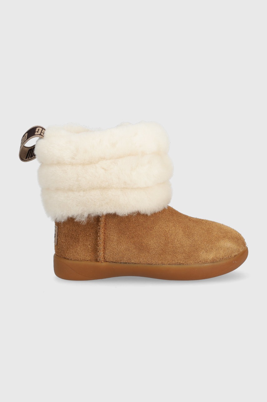 

Детские замшевые сапоги UGG Mini Quilted Fluff цвет коричневый