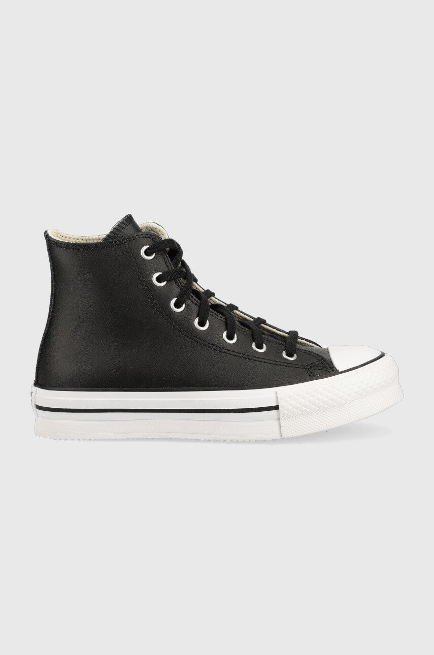 Converse Tenisi De Piele Pentru Copii Chuck Taylor All Star Eva Lift Culoarea Negru