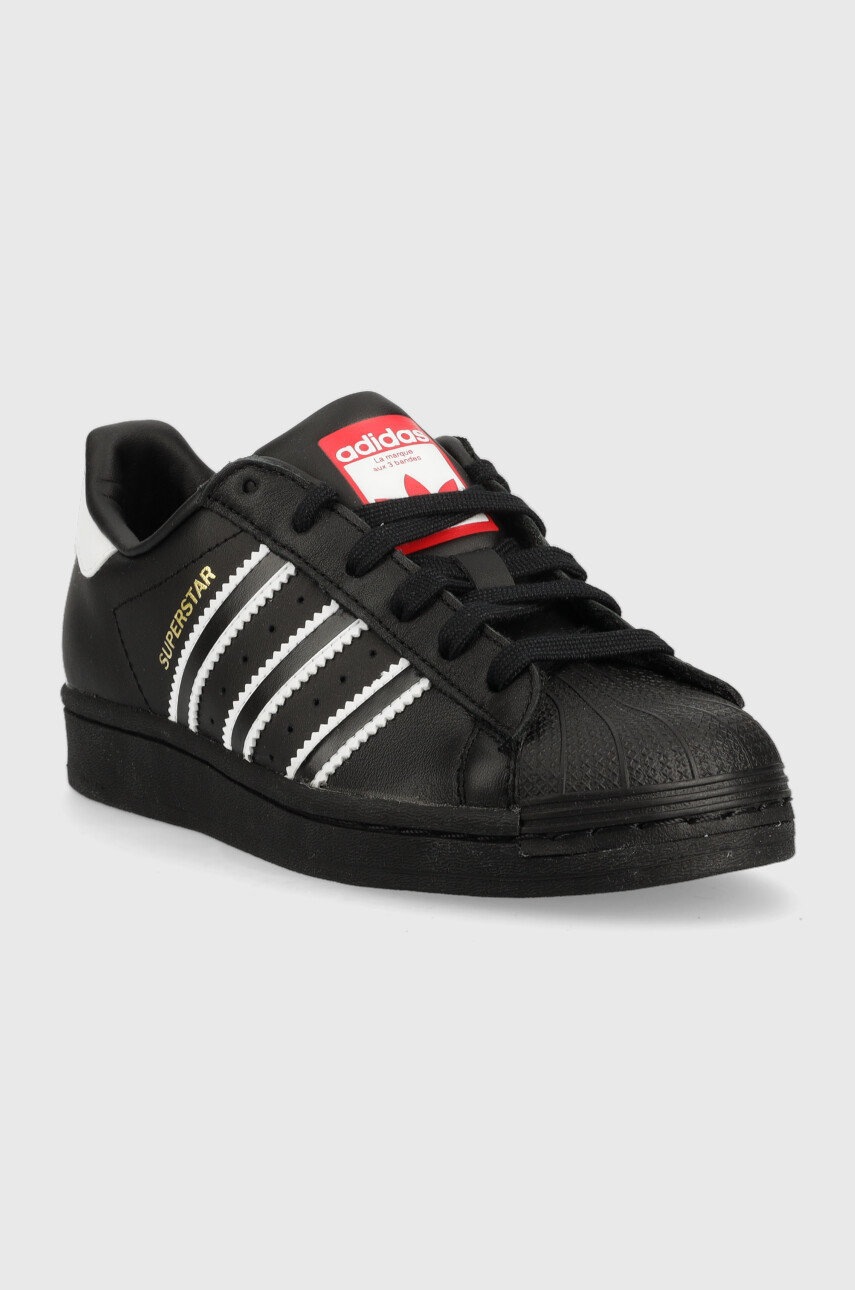 

Детские кожаные кроссовки adidas Originals Superstar цвет чёрный