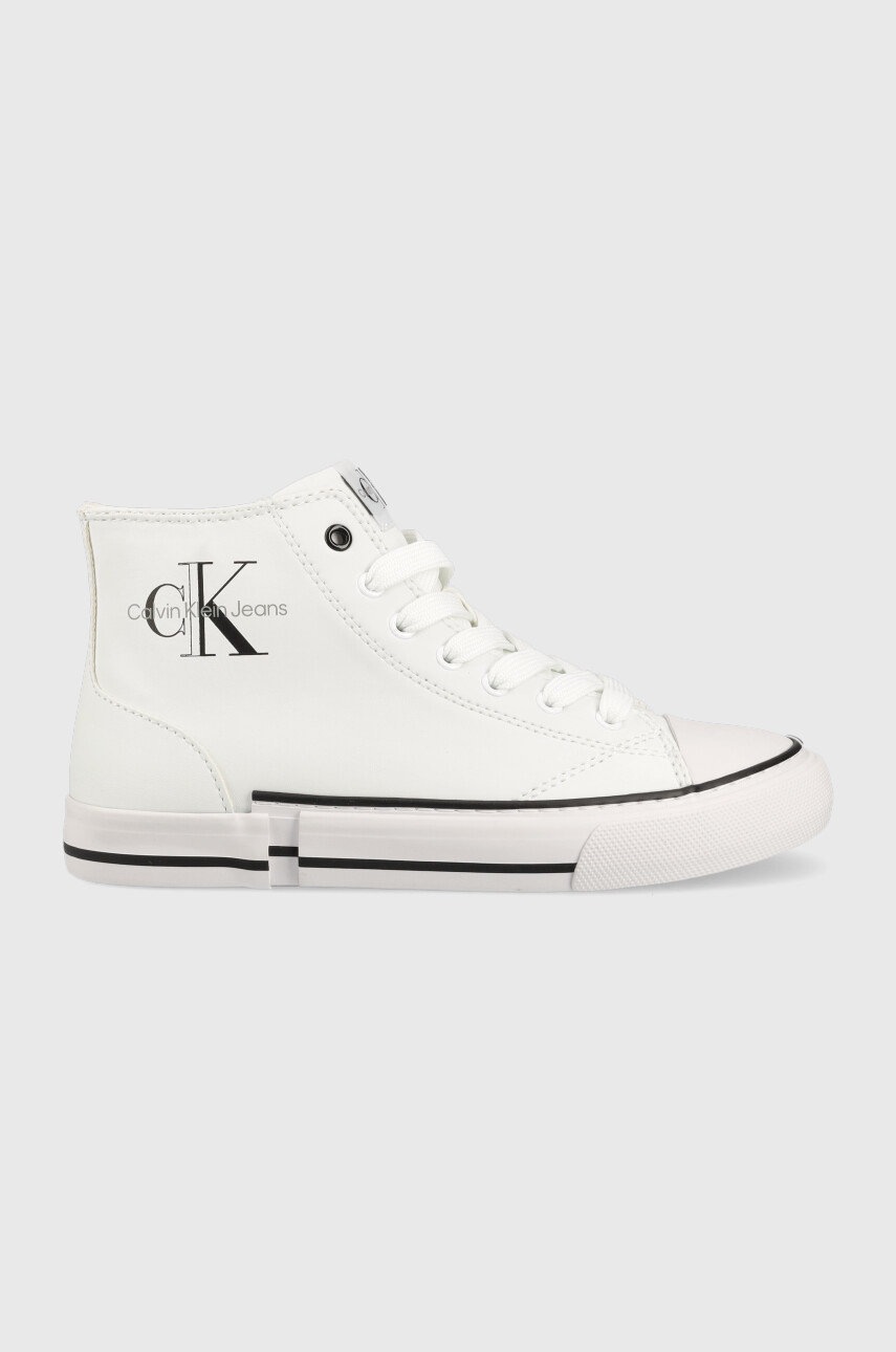 

Детски високи кецове Calvin Klein Jeans в бяло, Бял