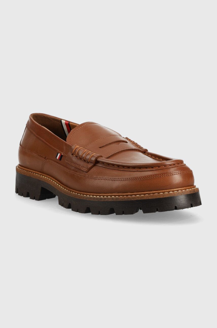 

Кожаные мокасины Tommy Hilfiger Fashion Loafer мужские цвет коричневый