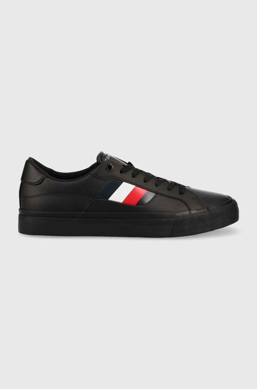Tommy Hilfiger sneakersy skórzane Core Stripes Vulc kolor czarny
