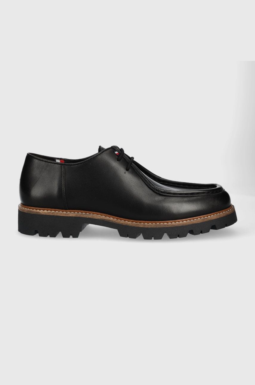 Tommy Hilfiger półbuty skórzane Fashion Wallabee Shoe męskie kolor czarny