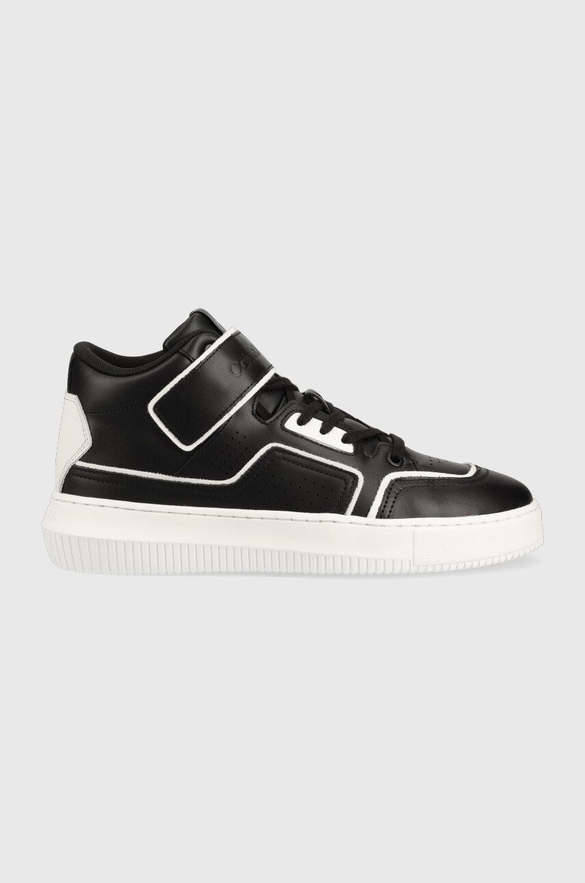 Kožené sneakers boty Calvin Klein Jeans Chunky Cupsole Laceup Mid černá barva - černá -  Svršek