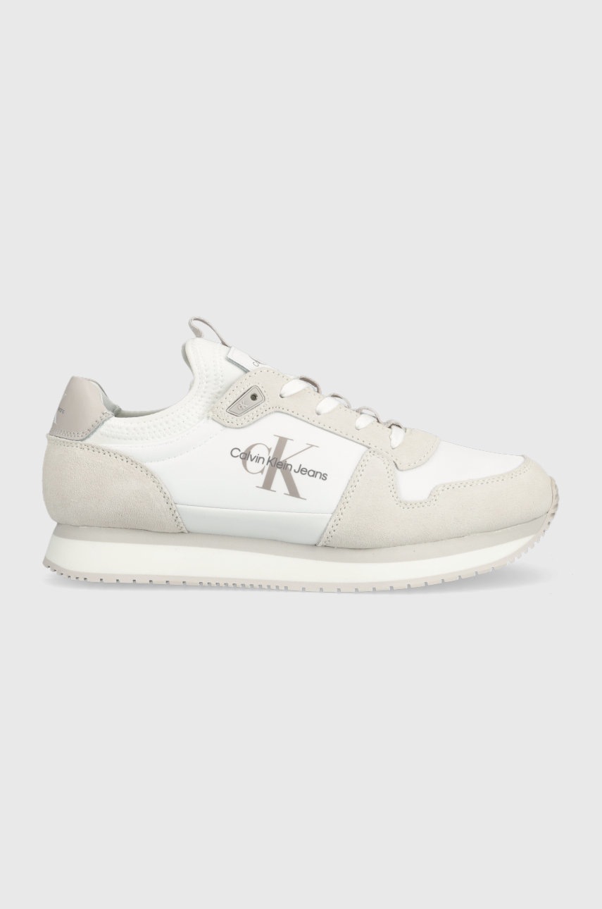 

Маратонки Calvin Klein Jeans Runner Sock Laceup в бяло, Бял