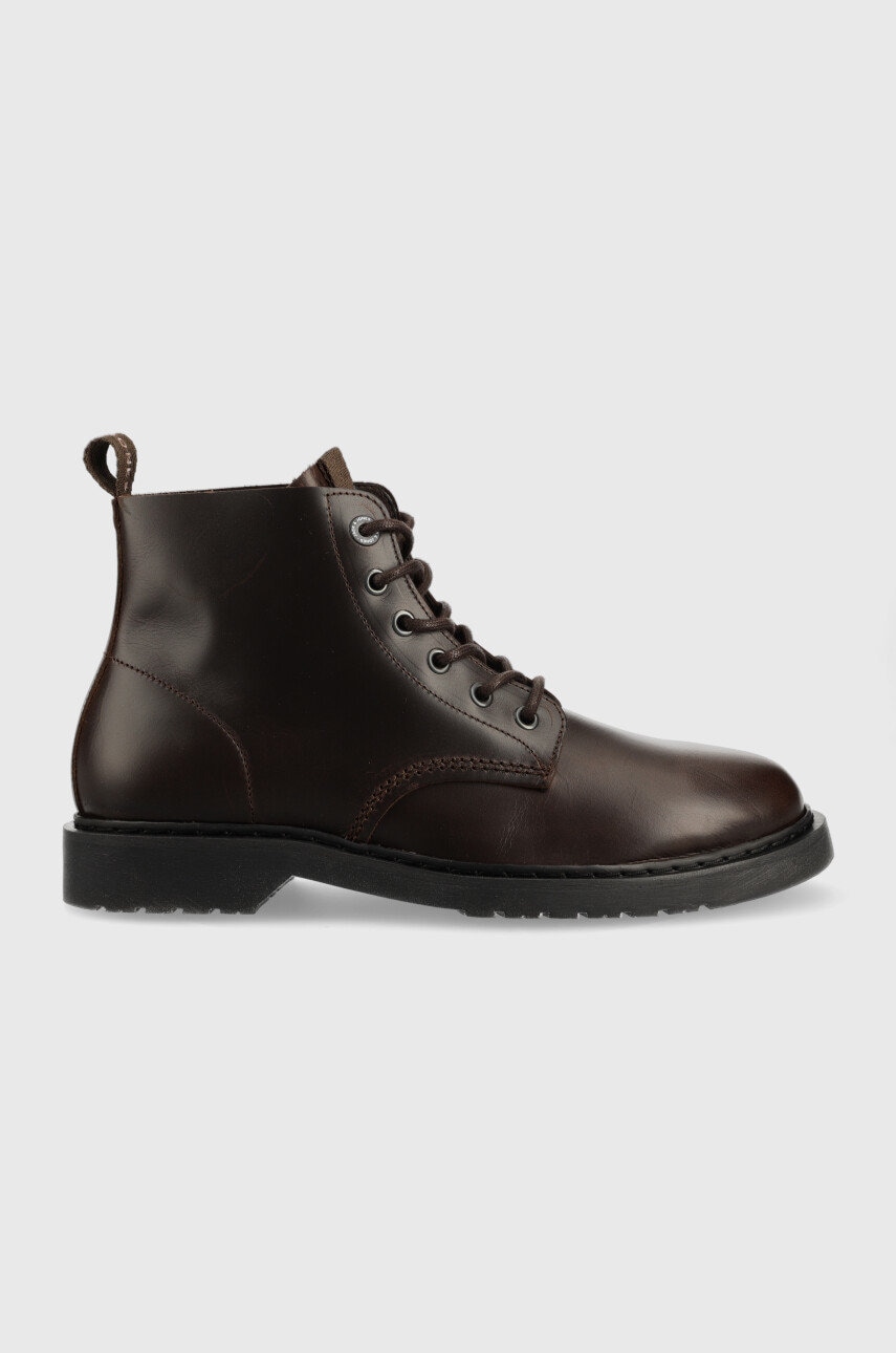 Jack & jones pantofi inalti de piele hastings barbati, culoarea maro