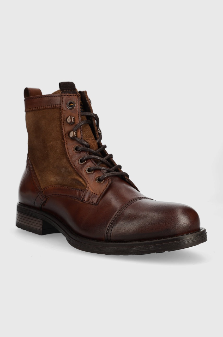 

Кожаные ботинки Jack & Jones Martey мужские цвет коричневый