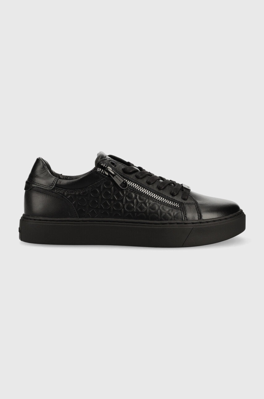

Кожени маратонки Calvin Klein Low Top Lace Up в черно, Черен