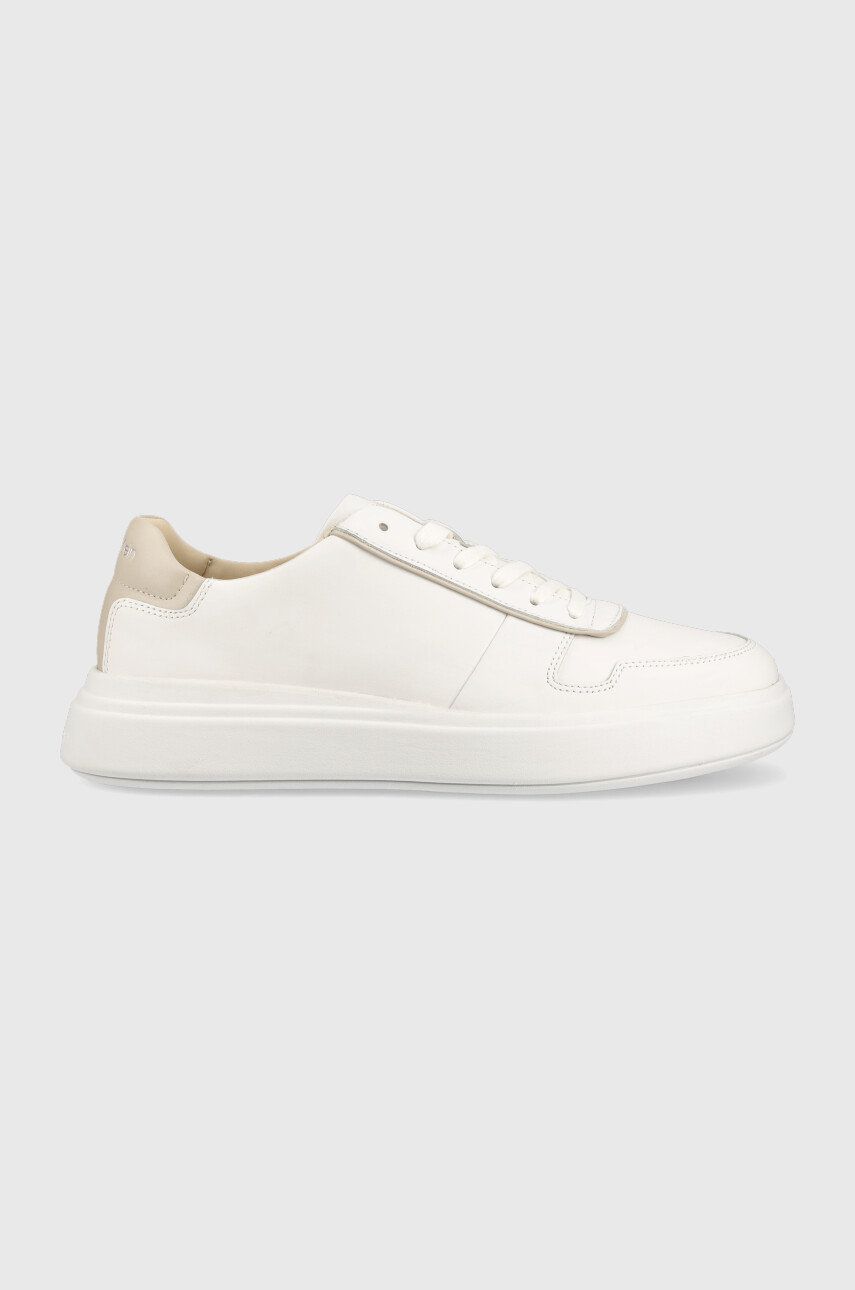 Kožené sneakers boty Calvin Klein Low Top Lace Up bílá barva - bílá -  Svršek: Přírodní kůže
