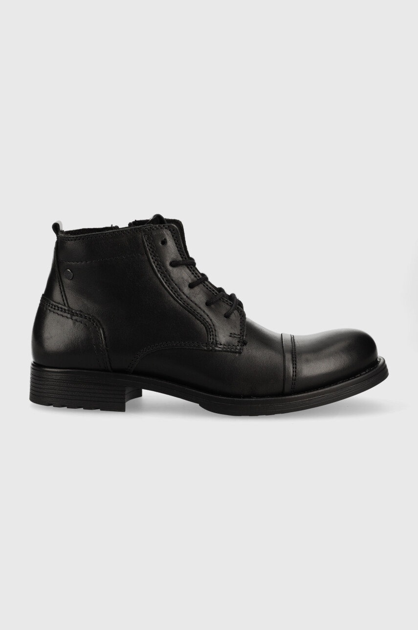 

Кожени обувки Jack & Jones Russel в черно, Черен