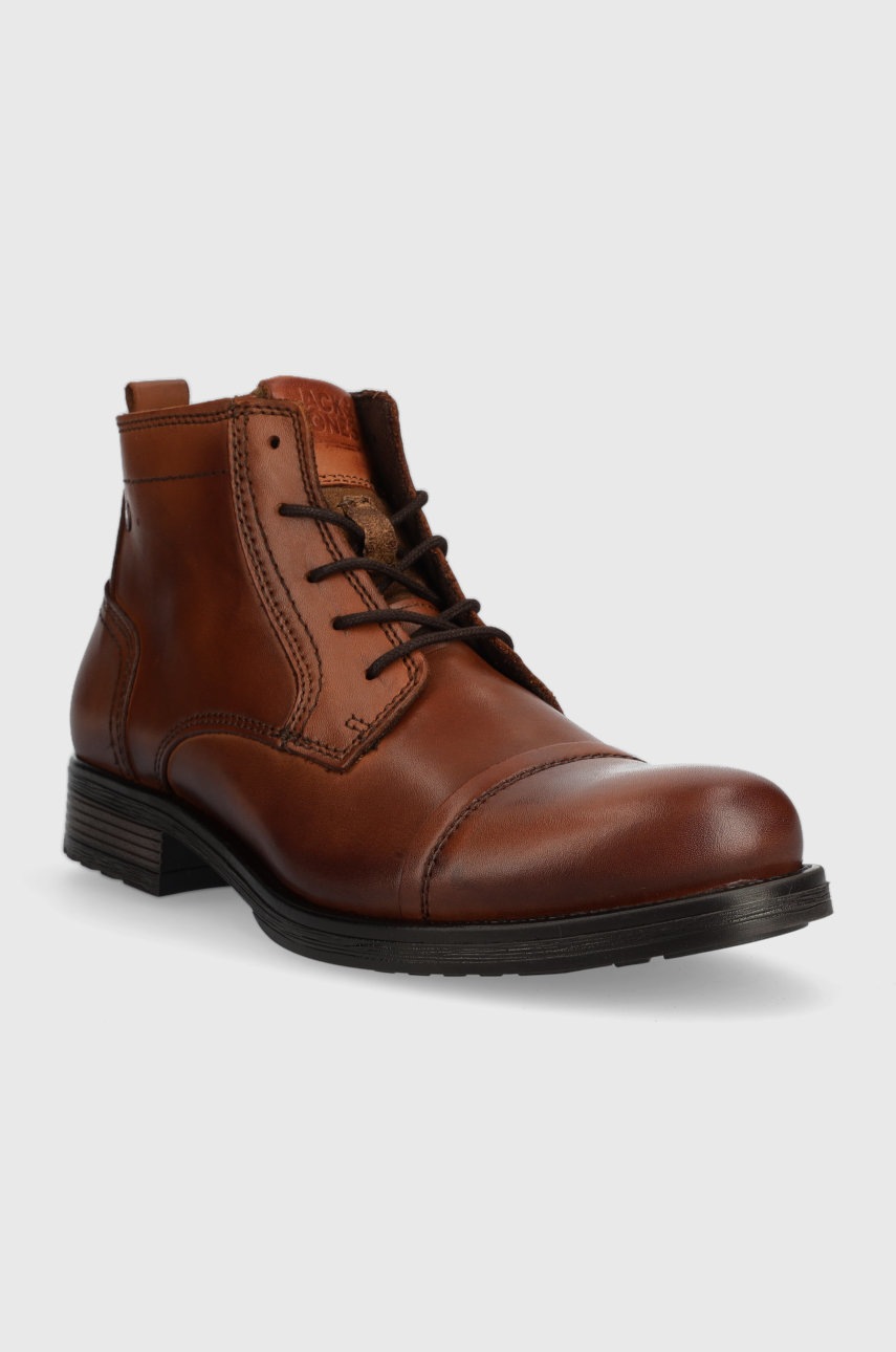 

Шкіряні черевики Jack & Jones Russel чоловічі колір коричневий