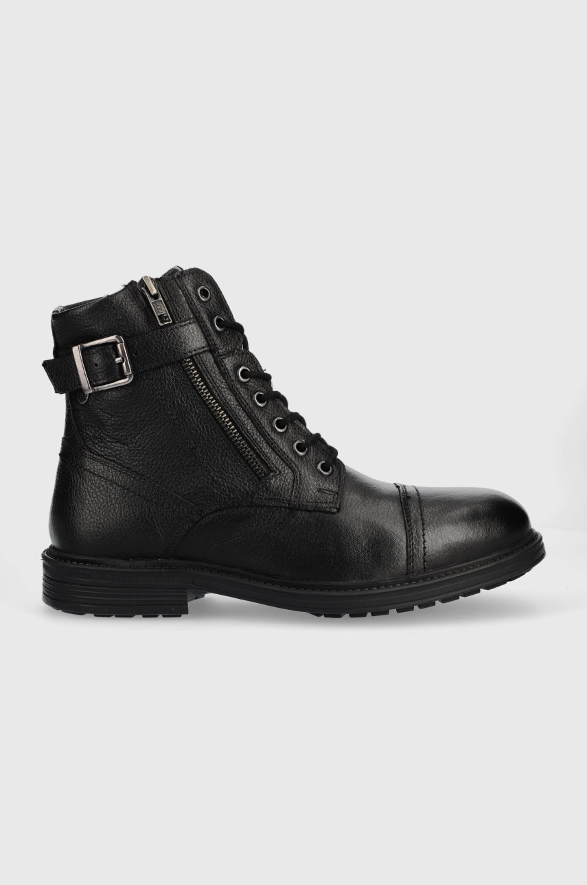 

Кожени обувки Jack & Jones Holland в черно, Черен
