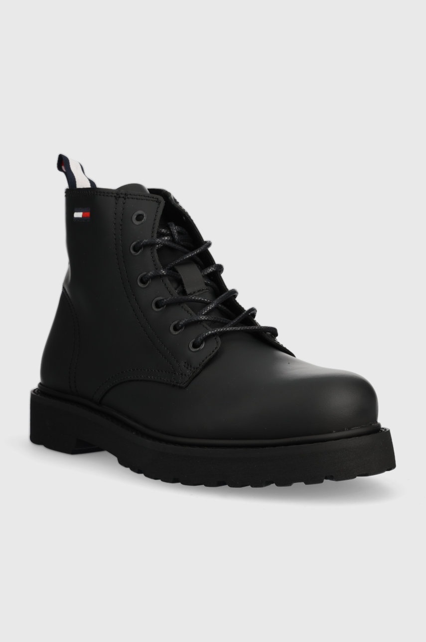 

Кожаные ботинки Tommy Jeans Short Lace Up Leather Boot мужские цвет чёрный