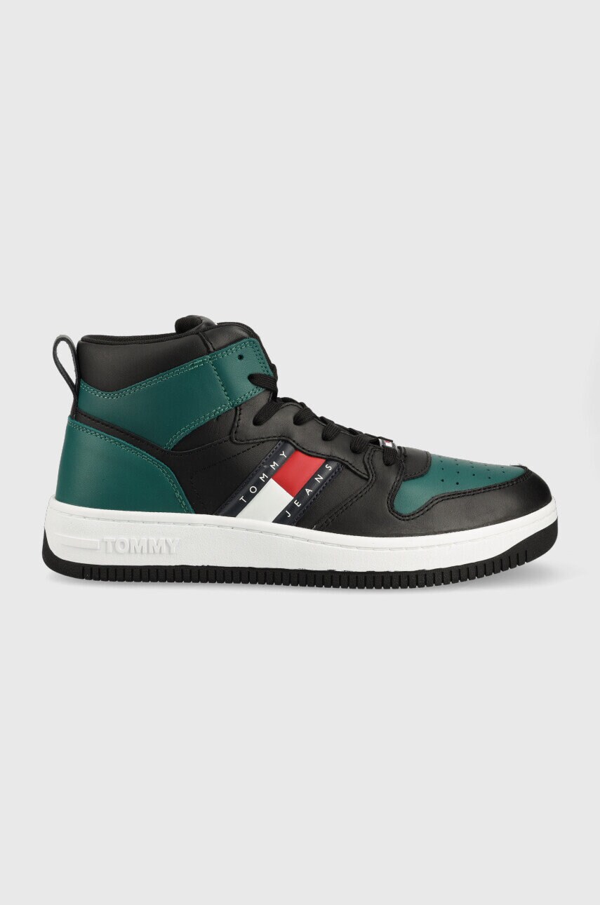 

Кожаные кроссовки Tommy Jeans Leather Mid Cut Basket цвет чёрный