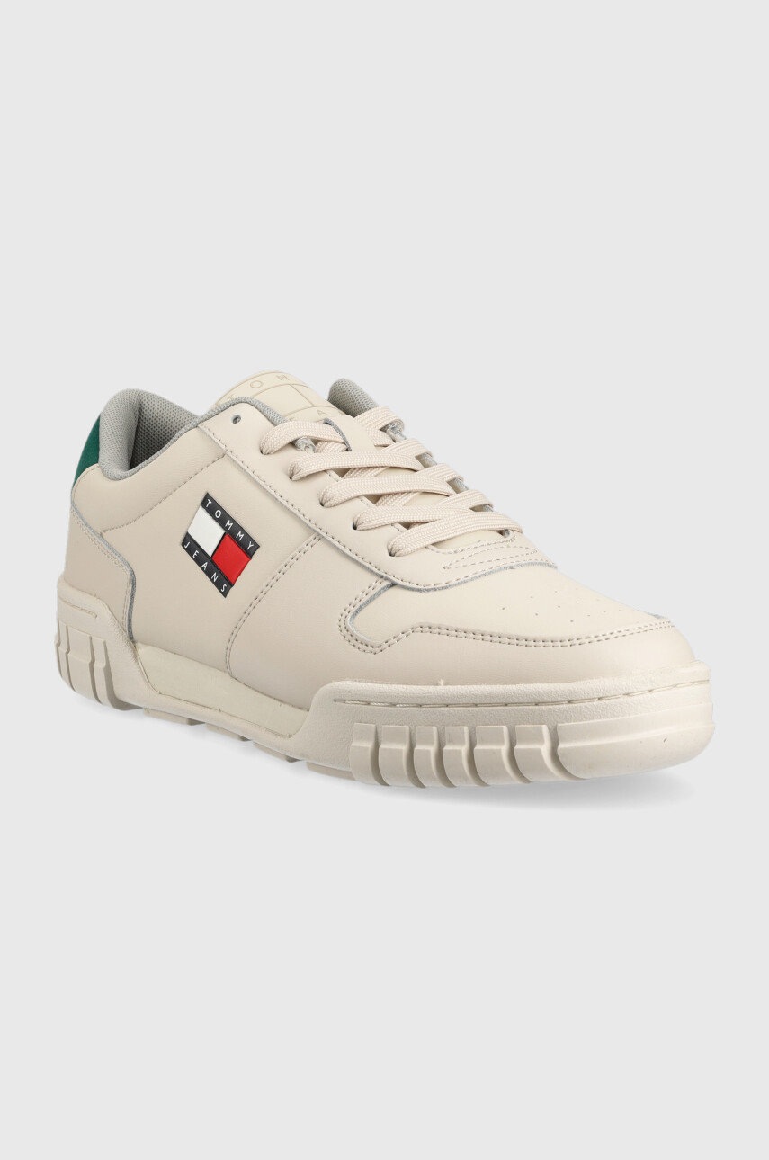 

Кроссовки Tommy Jeans Retro Leather Cupsole Tjm Ess цвет бежевый