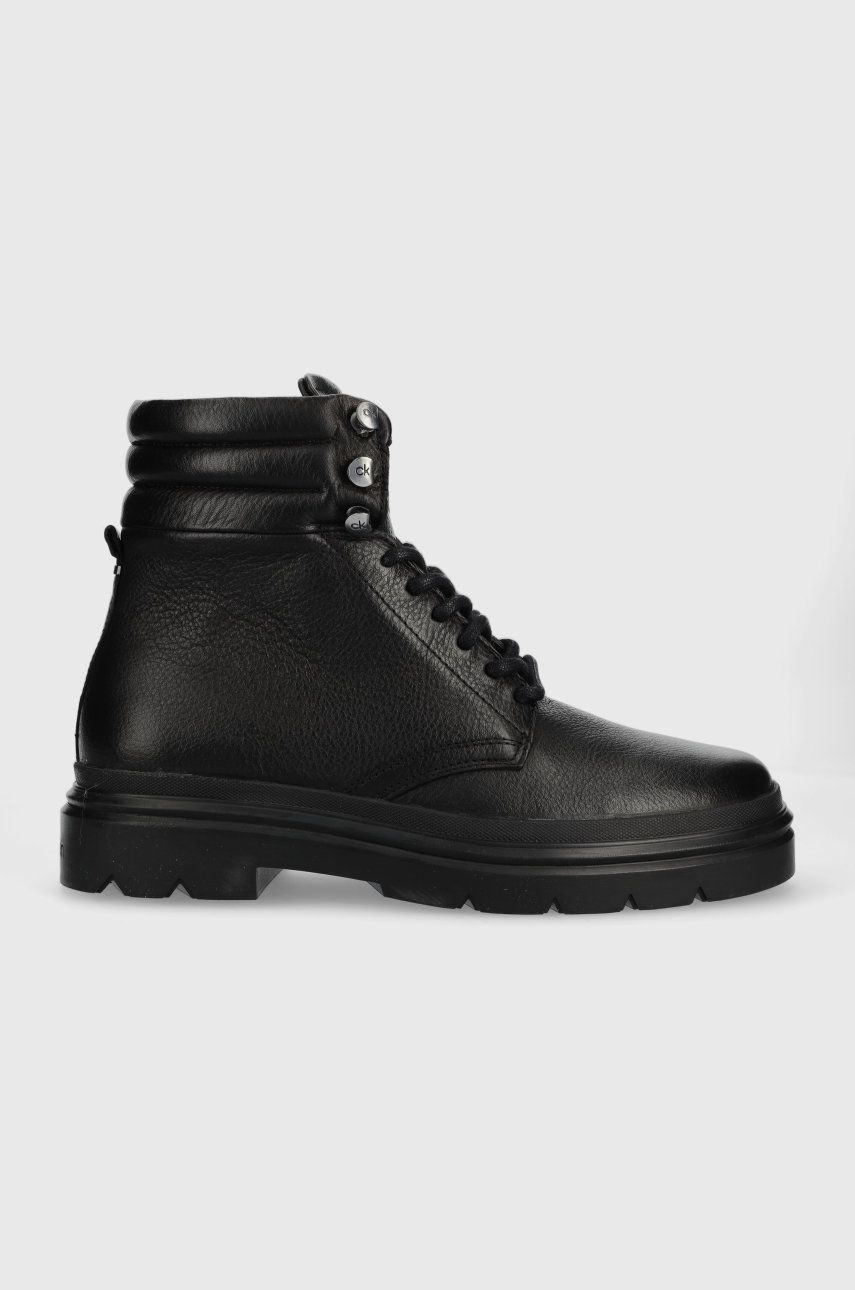 Kožené trapery Calvin Klein Combat Boot Pb Lth pánské, černá barva - černá -  Svršek: Přírodní 