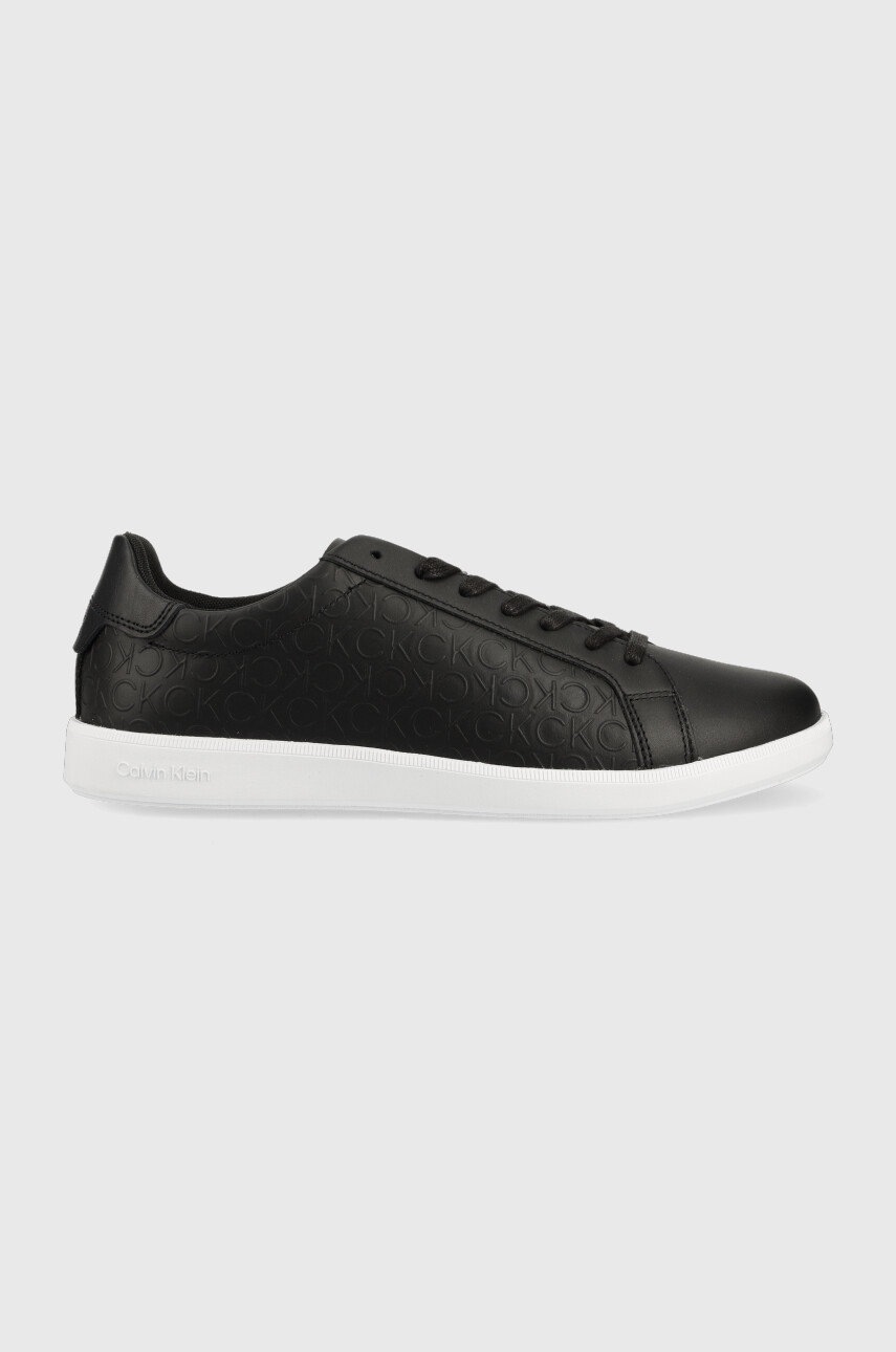 Levně Kožené sneakers boty Calvin Klein Low Top Lace Up Mono , černá barva