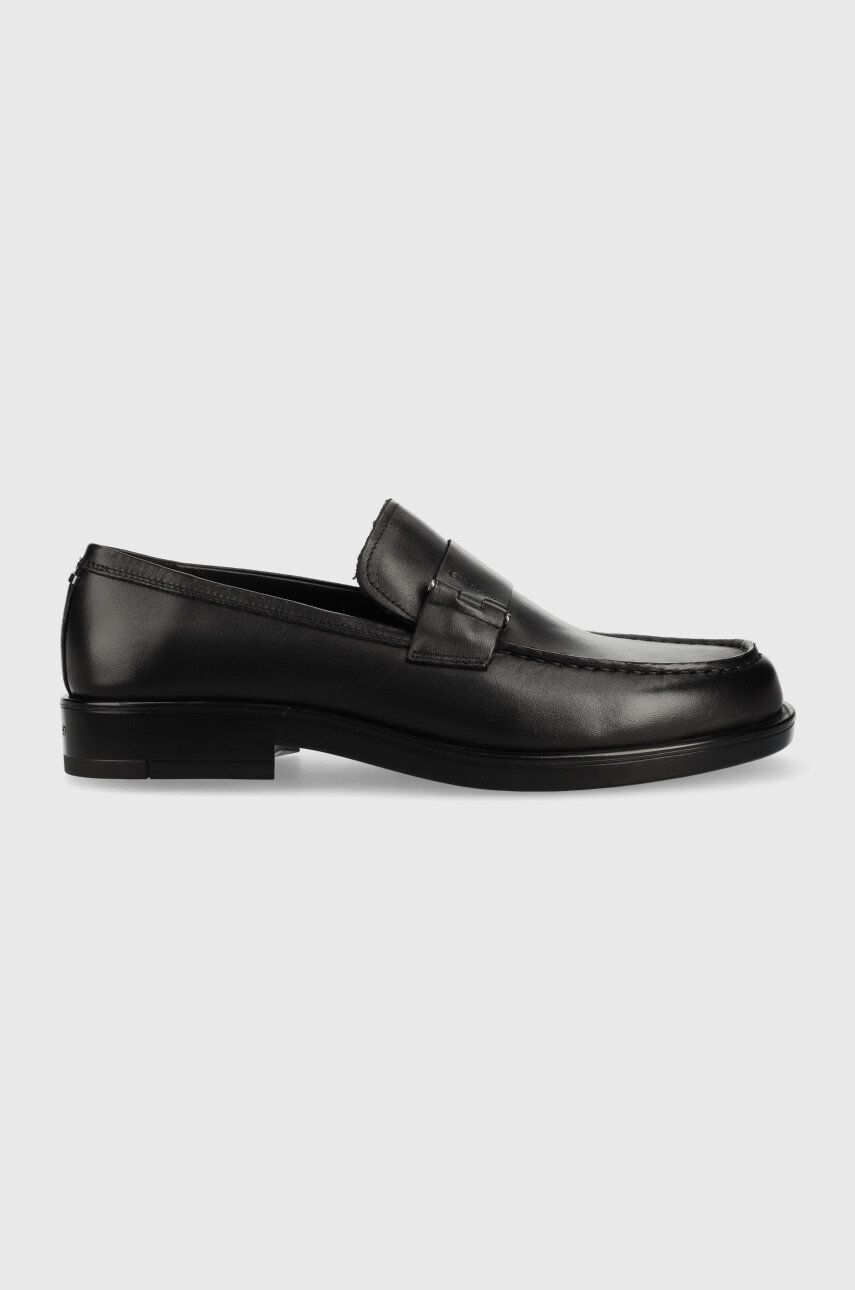 Kožené mokasíny Calvin Klein Hardware Loafer Sm Lth pánske, čierna farba