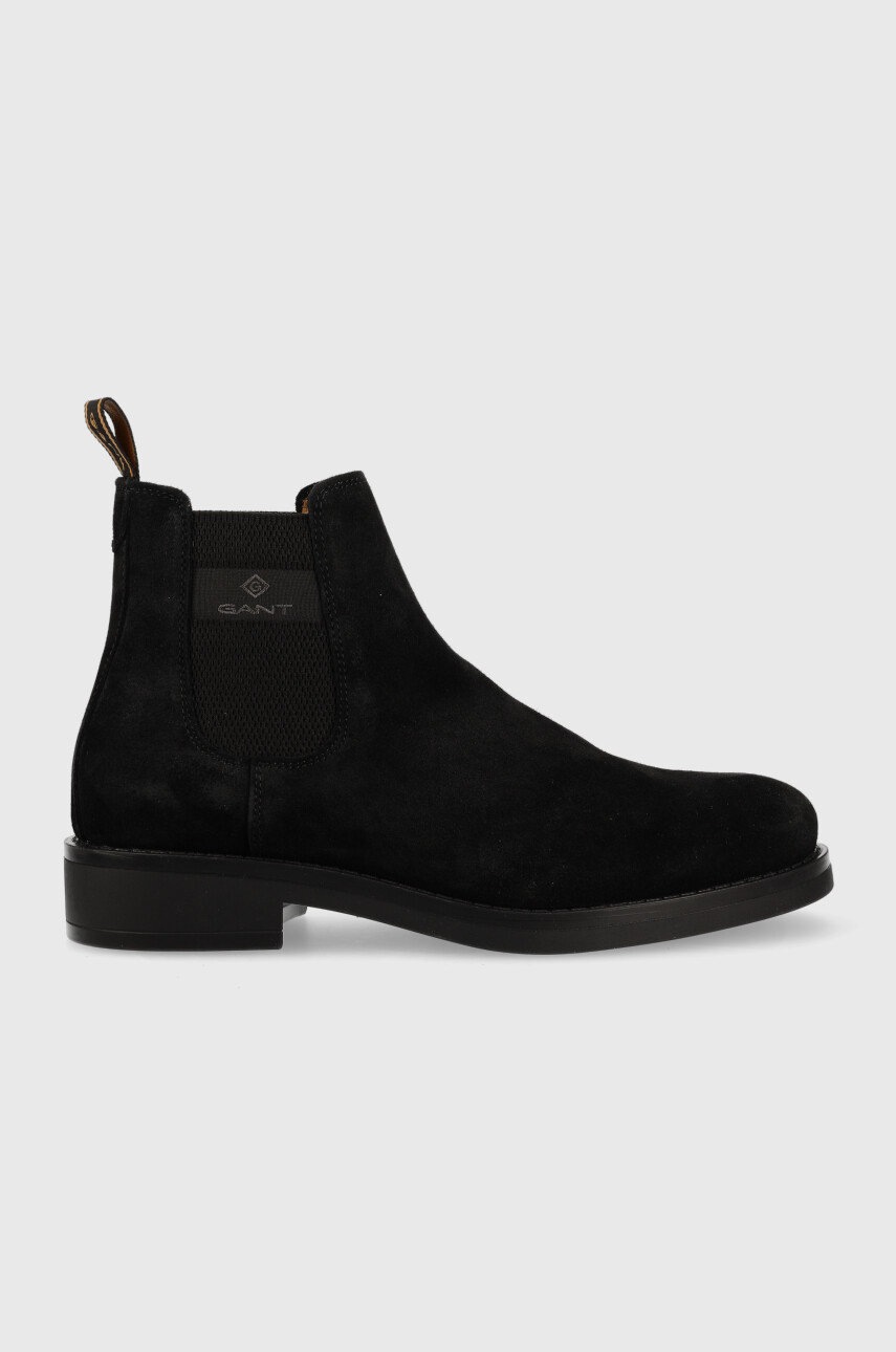 Gant Botine Din Piele Intoarsa Brookly Barbati, Culoarea Negru