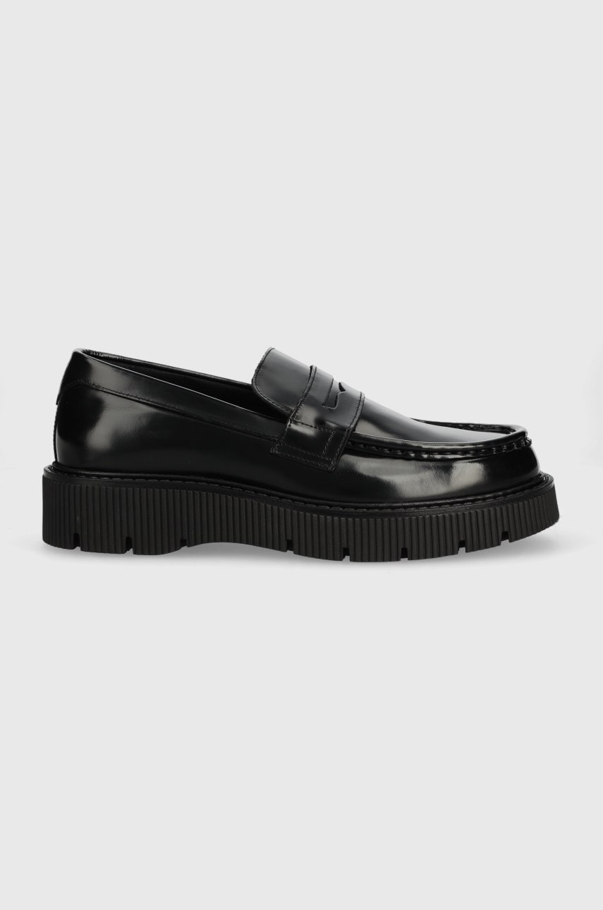 Gant mocasini de piele Akadomico barbati, culoarea negru