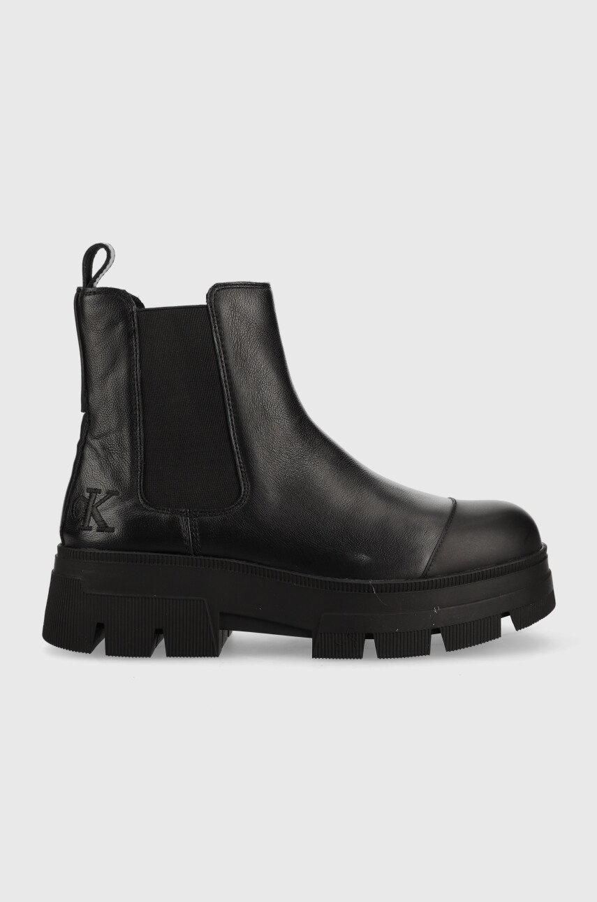 

Кожени боти челси Calvin Klein Jeans Chunky Combat Chelsea в черно, Черен