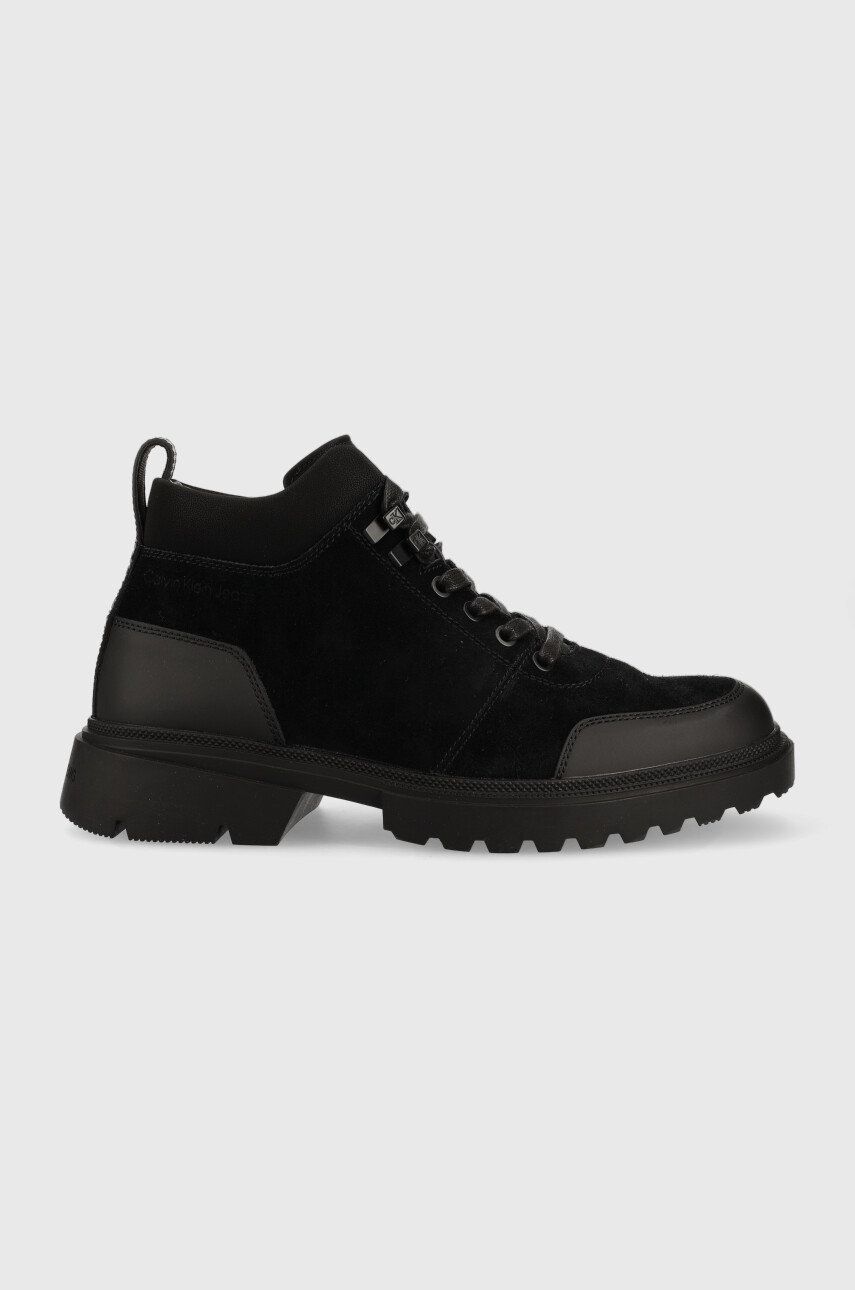 Calvin Klein Jeans trapery skórzane Chunky Low Hiking Boot męskie kolor czarny