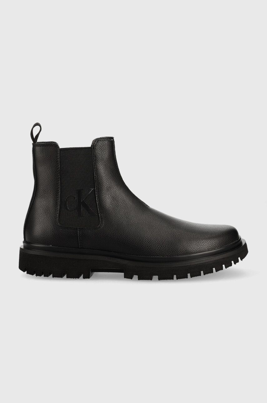 

Кожени боти челси Calvin Klein Jeans Lug Mid Chelsea Boot 2 в черно, Черен