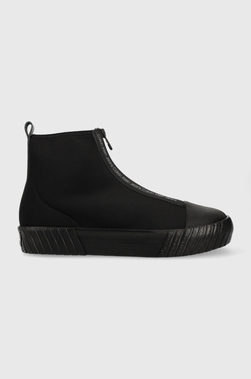 

Високи кецове Calvin Klein Jeans Skater Vulcanized Mid Zip в черно, Черен